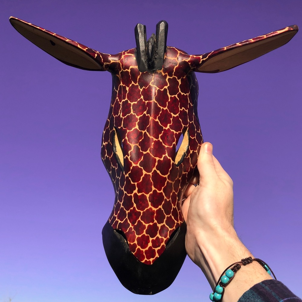 🦒Hand Crafted African Giraffe Mask Wall Decor🦒